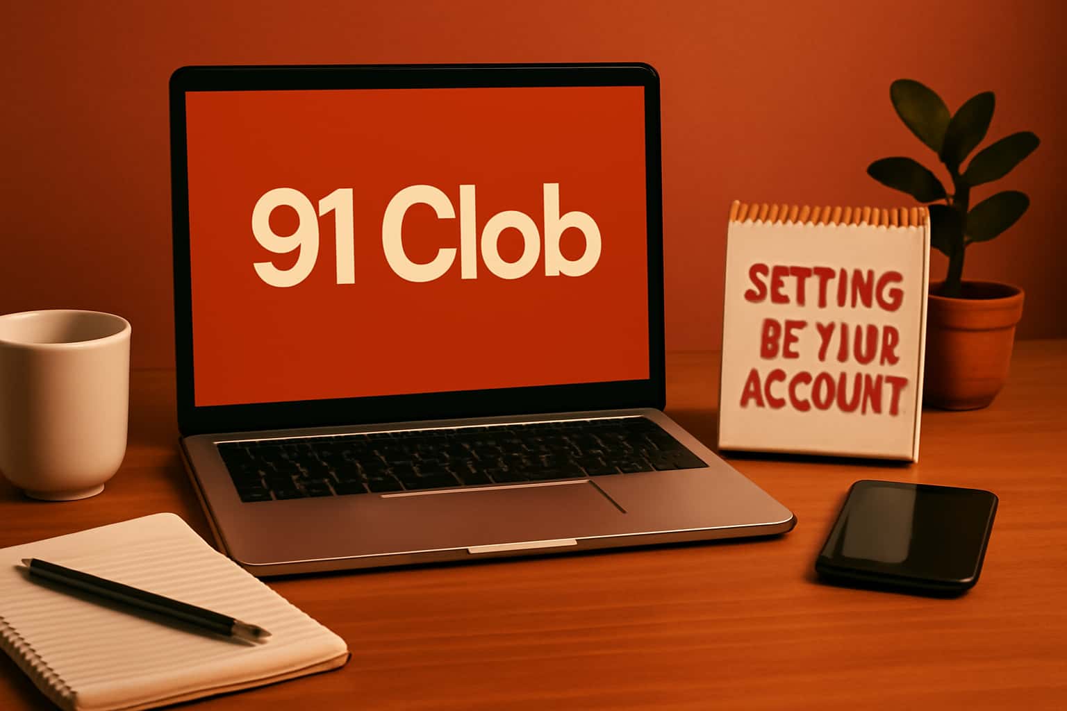 An informative graphic illustrating the process of setting up a 91 Clob account.
