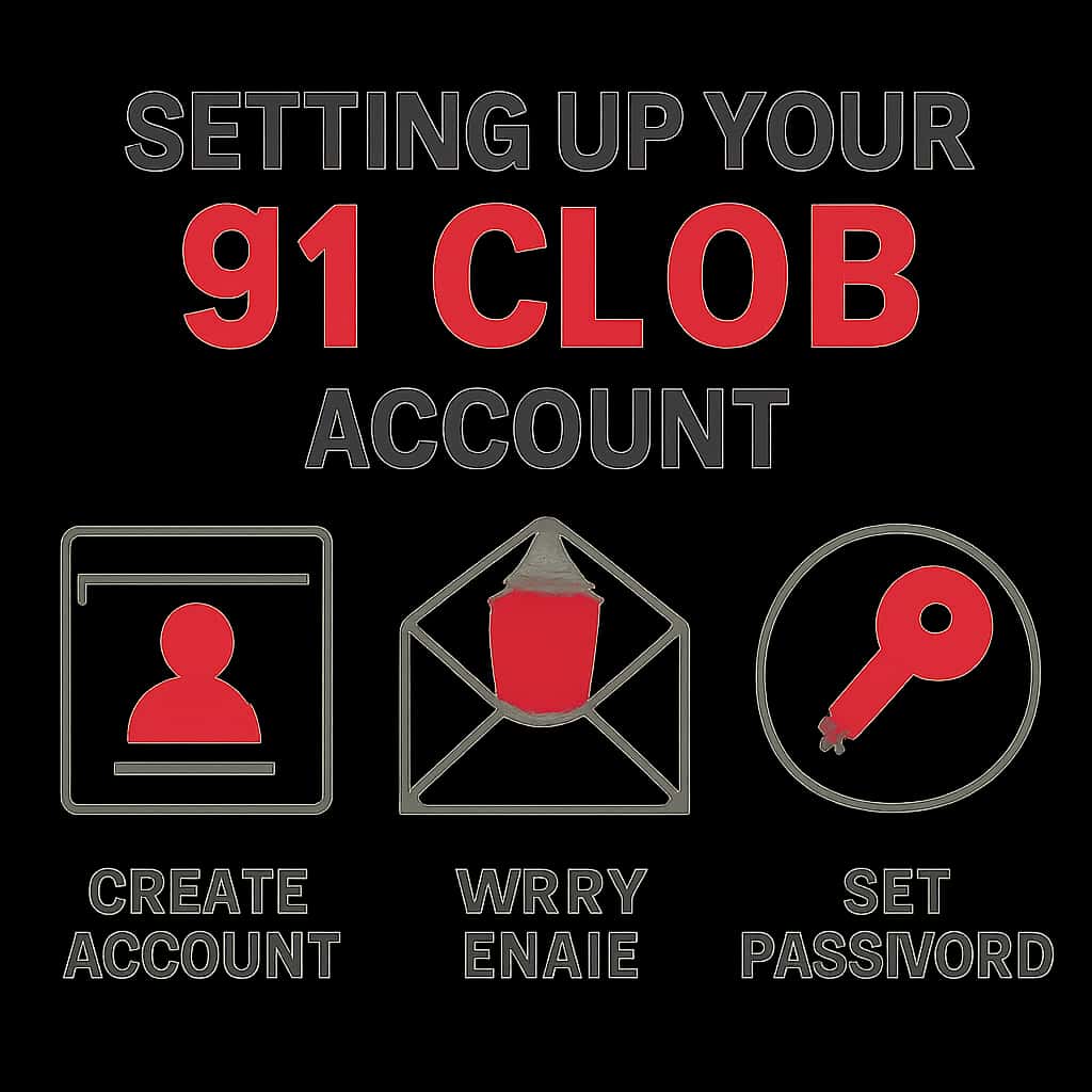 An educational diagram showing the steps to set up a 91 Clob account.