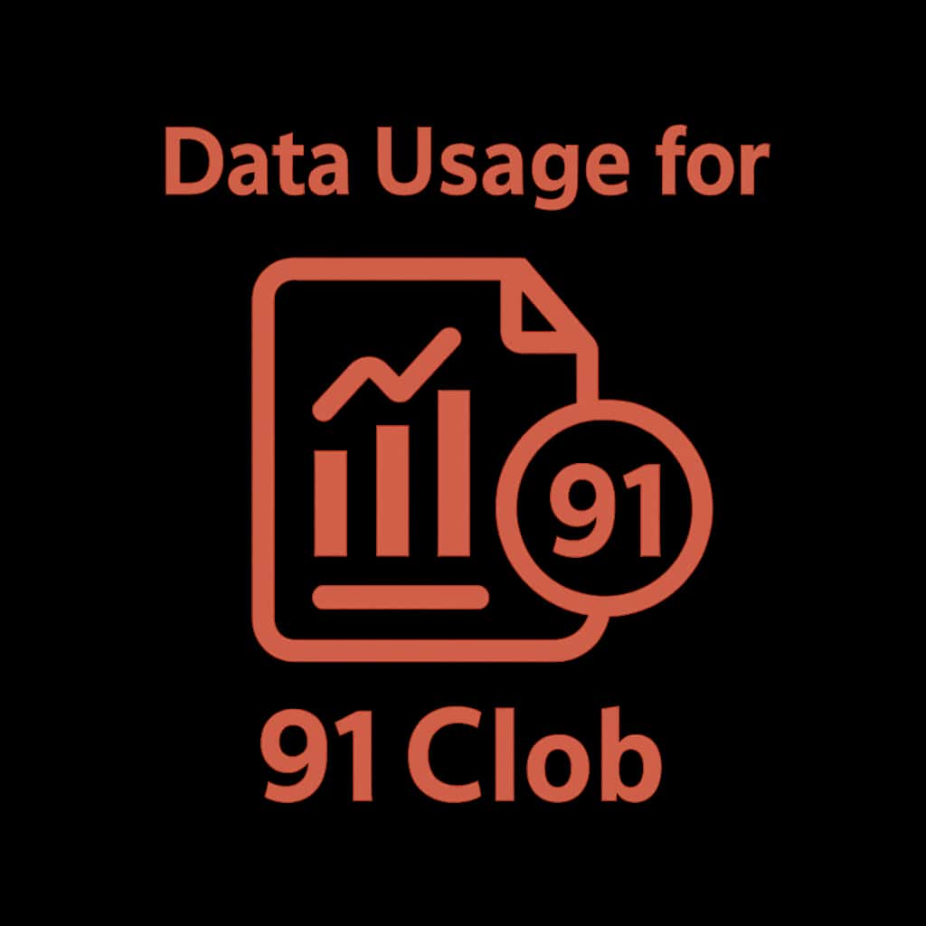 Minimalist badge illustrating data usage for 91 Clob.