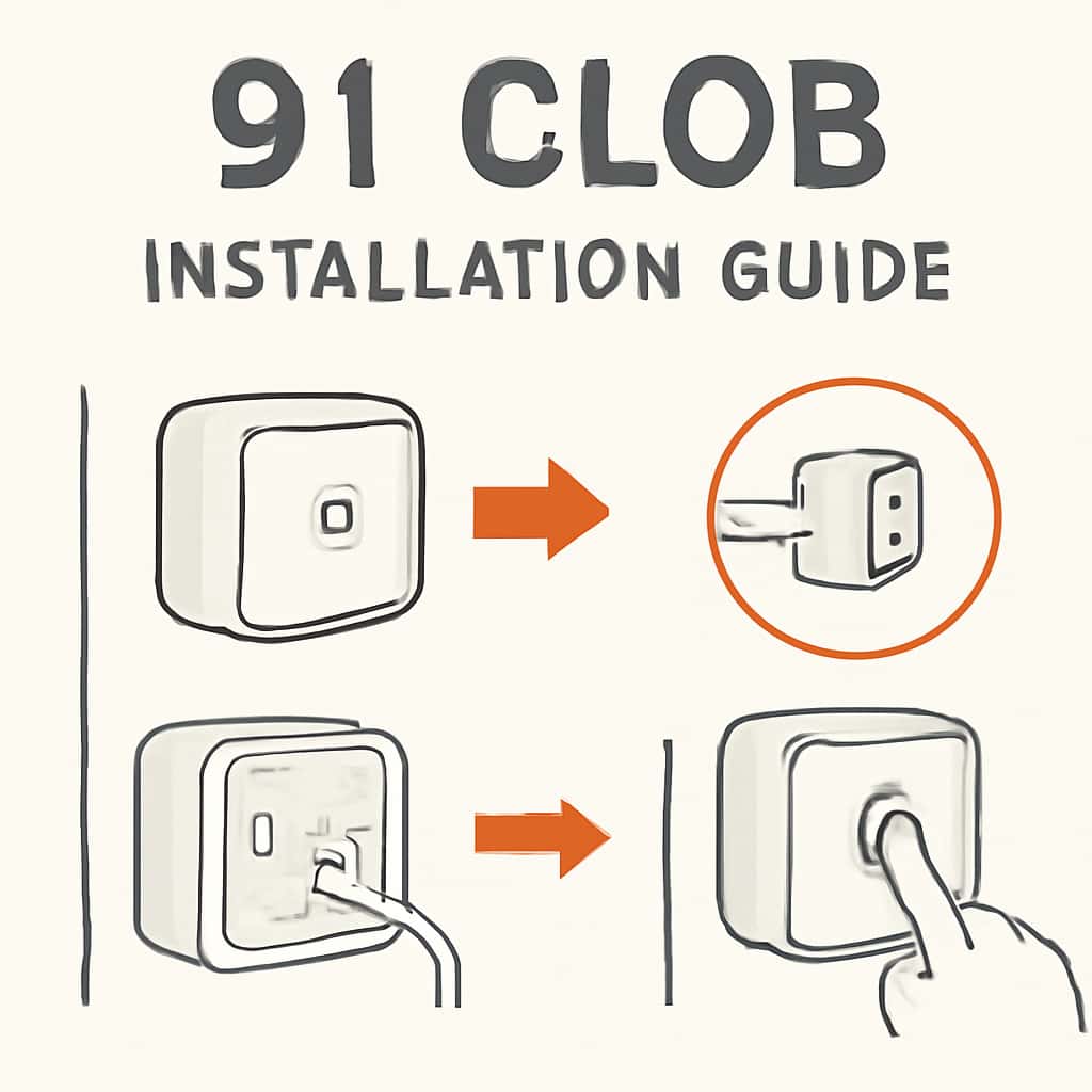 An illustration detailing the installation process of the 91 Clob app.