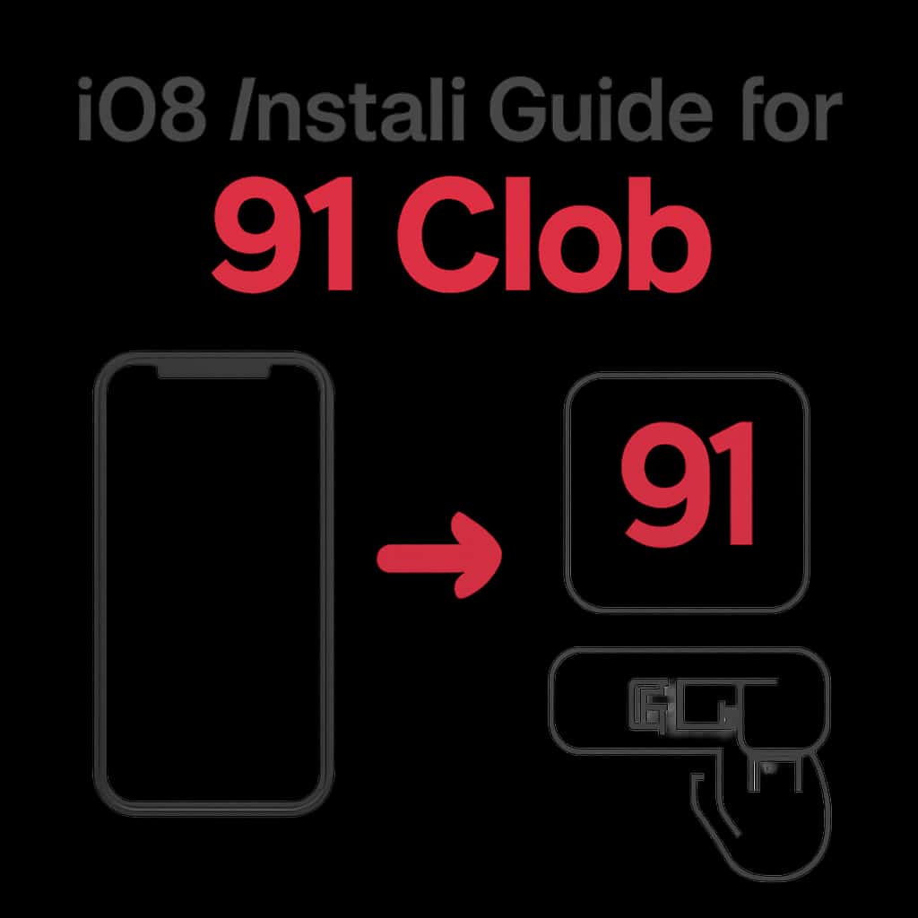 Diagram illustrating the steps to install 91 Clob on iOS.