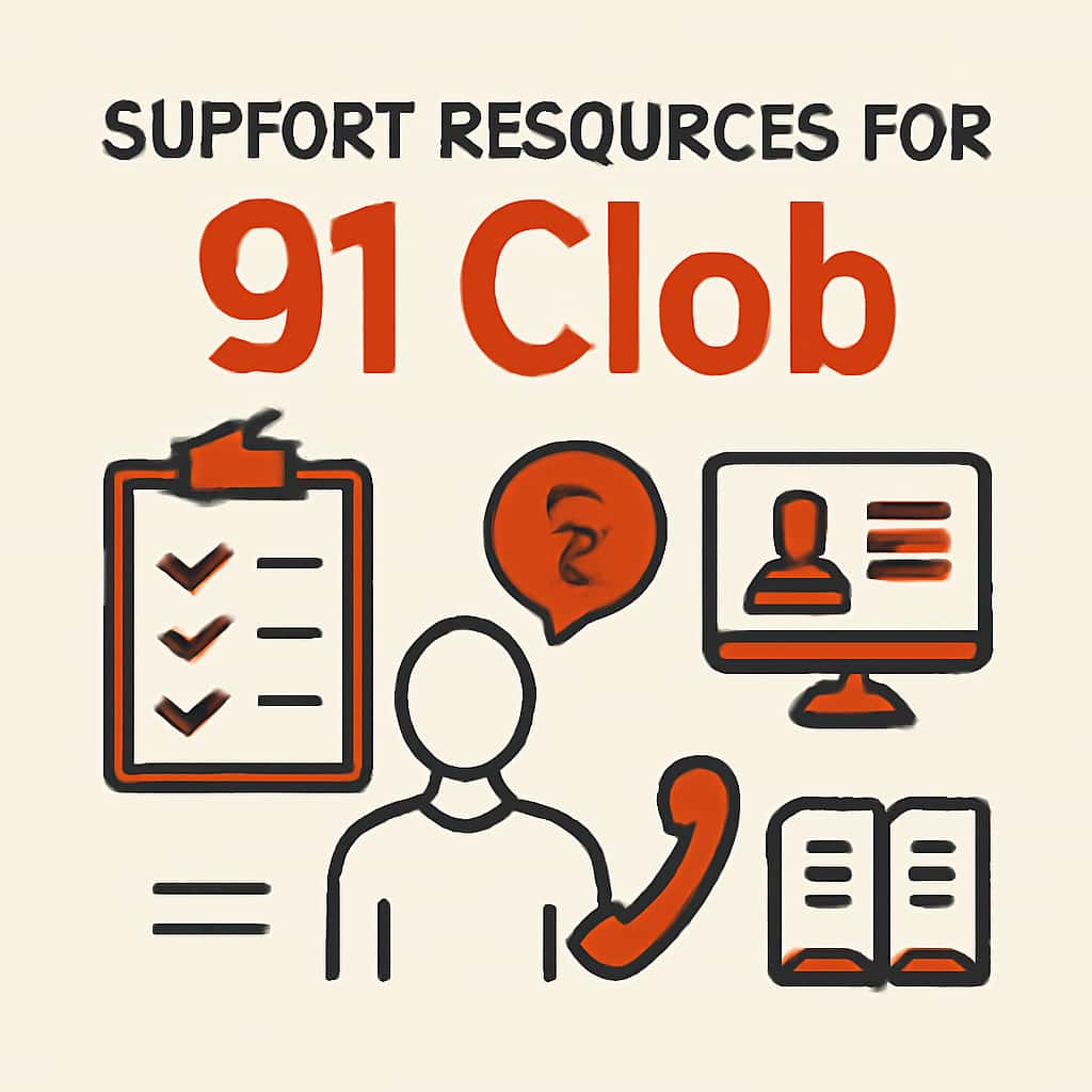 An educational diagram illustrating support resources for 91 Clob.