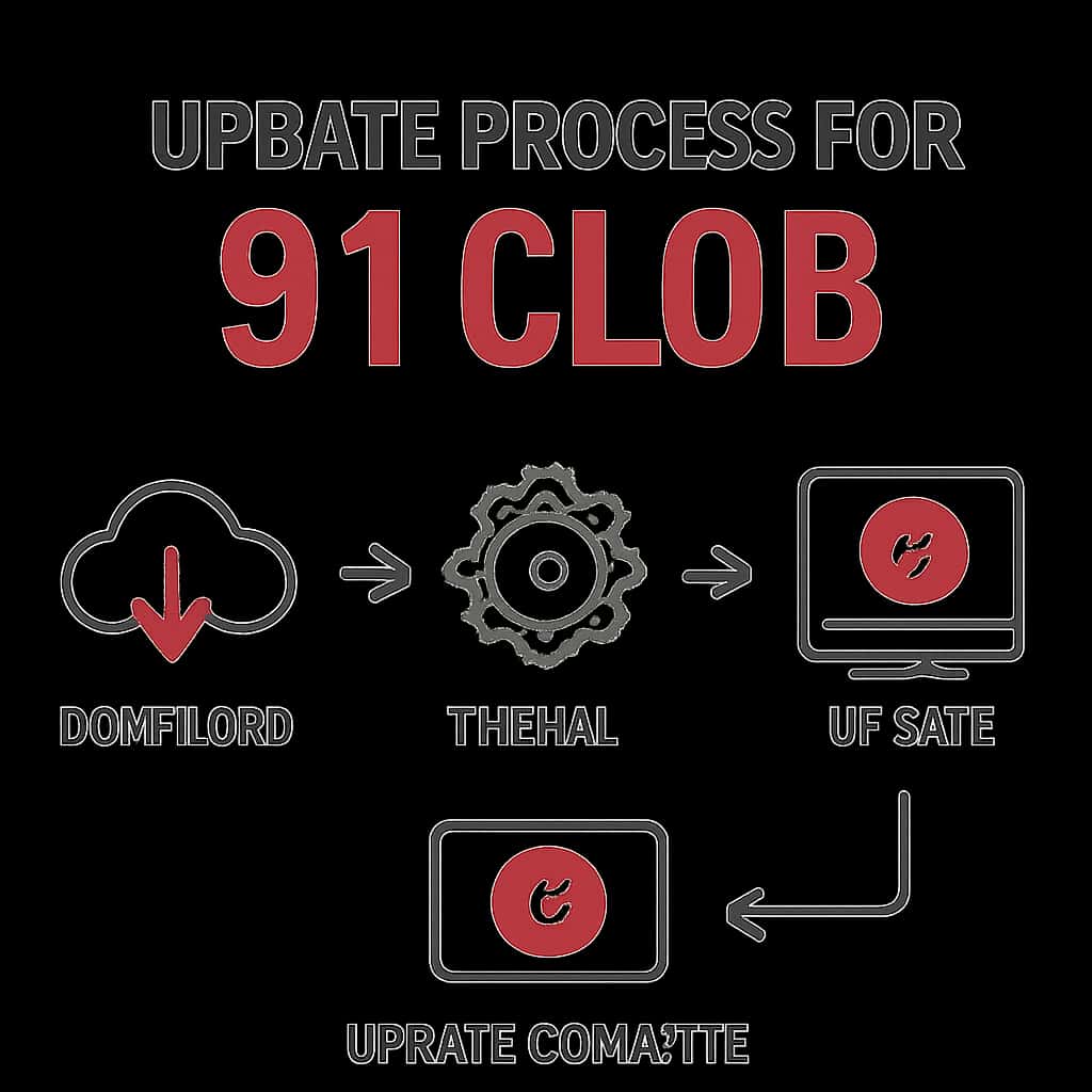 An illustration showing the steps involved in the update process for the 91 Clob app.