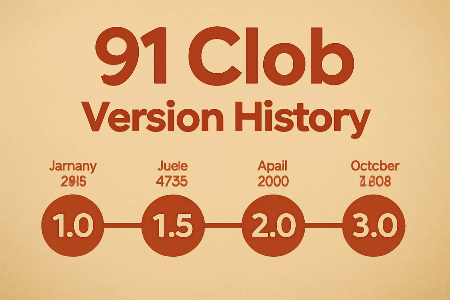 An informational image depicting the version history of 91 Clob, with a focus on updates and enhancements.