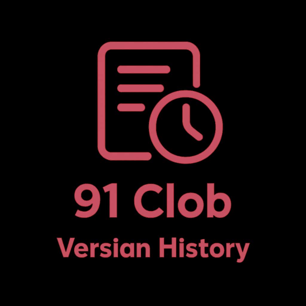A badge design illustrating the version history of 91 Clob.